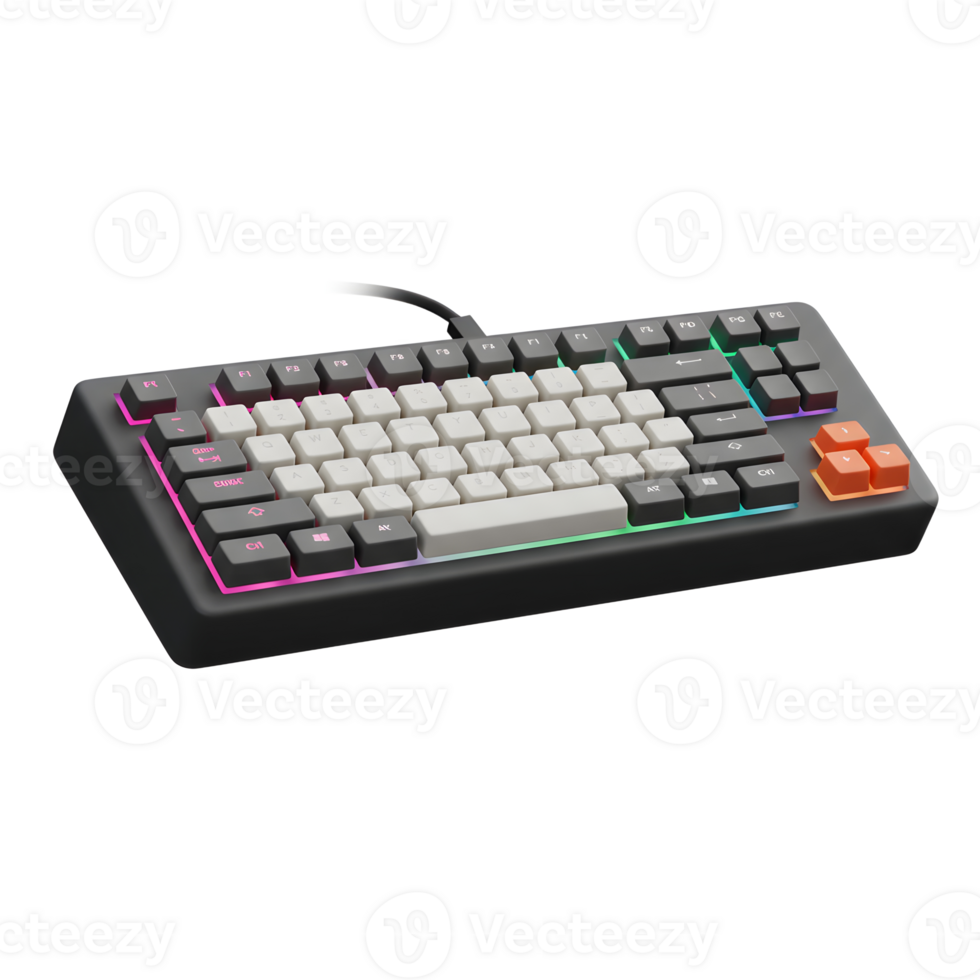 Mechanical Keyboard with RGB Lighting and Custom Keycaps for Gaming png