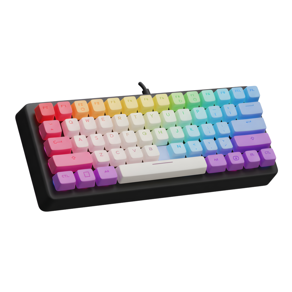 Rainbow Gaming Keyboard Close-Up Computer Peripheral for Typing and Gaming png