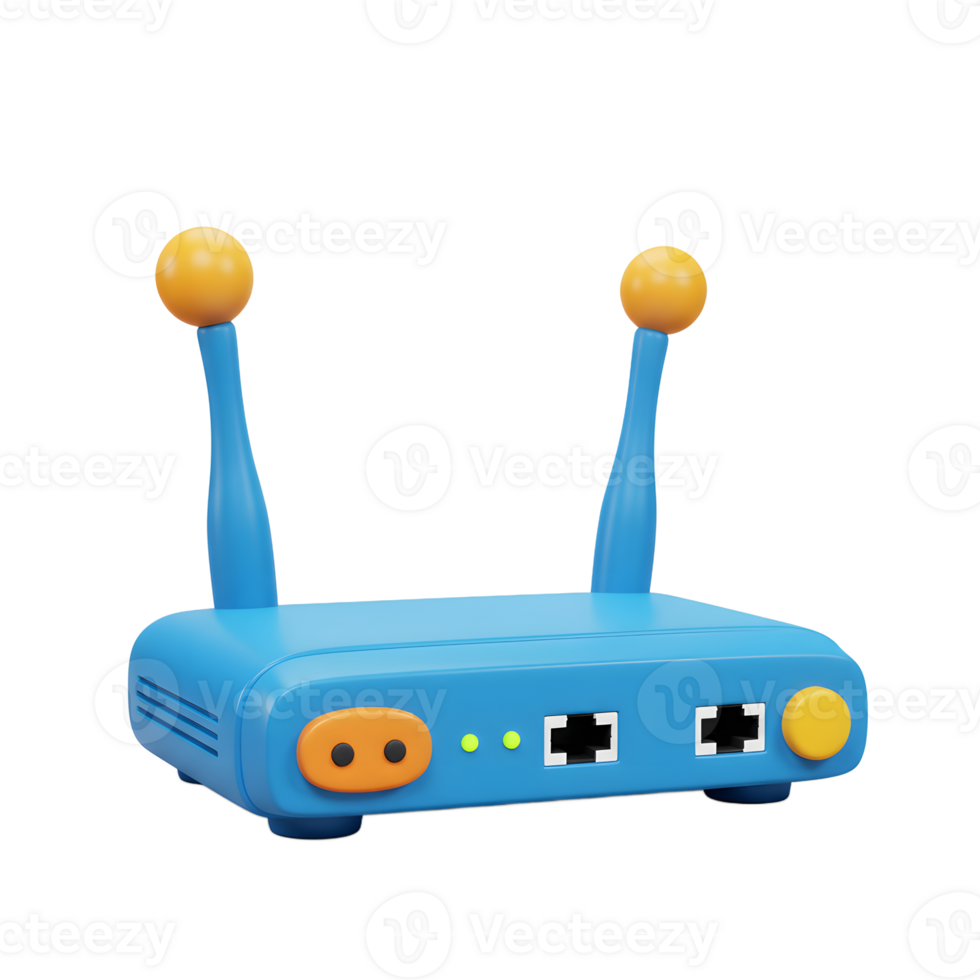 Cartoon Router Wireless Network Device with Antenna on a White Background png