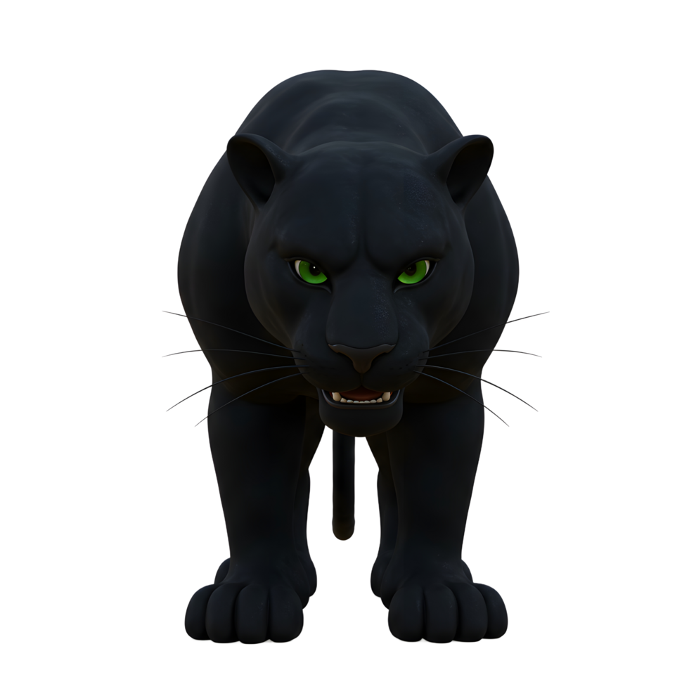 Black Panther Approaching with Intense Gaze Animal Illustration on White png