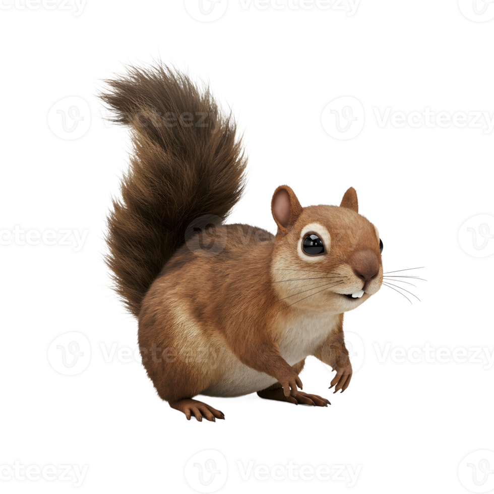 Cute Squirrel Standing Isolated on White Background Studio Shot png