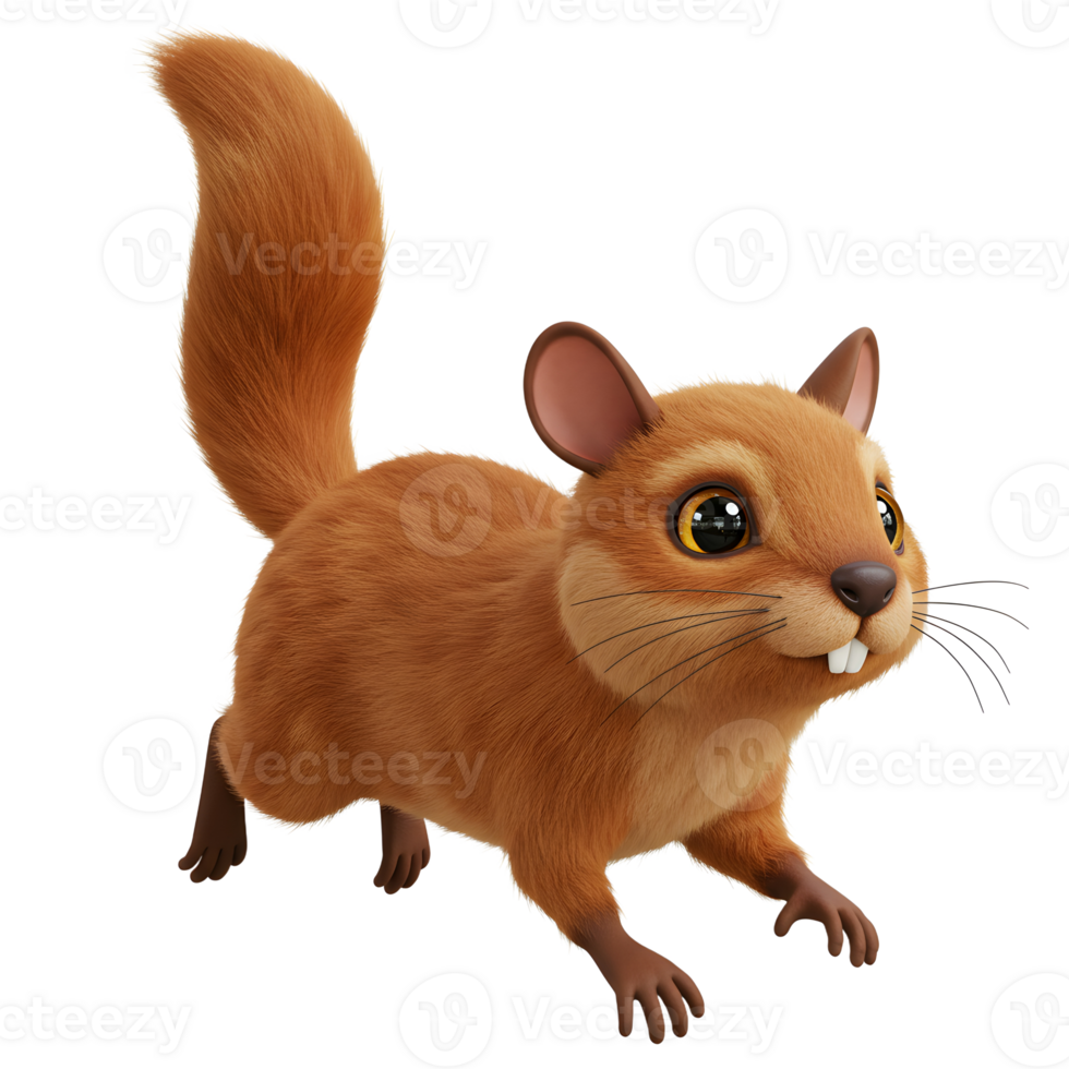 Cute Cartoon Squirrel Running Animation on Isolated White Background png