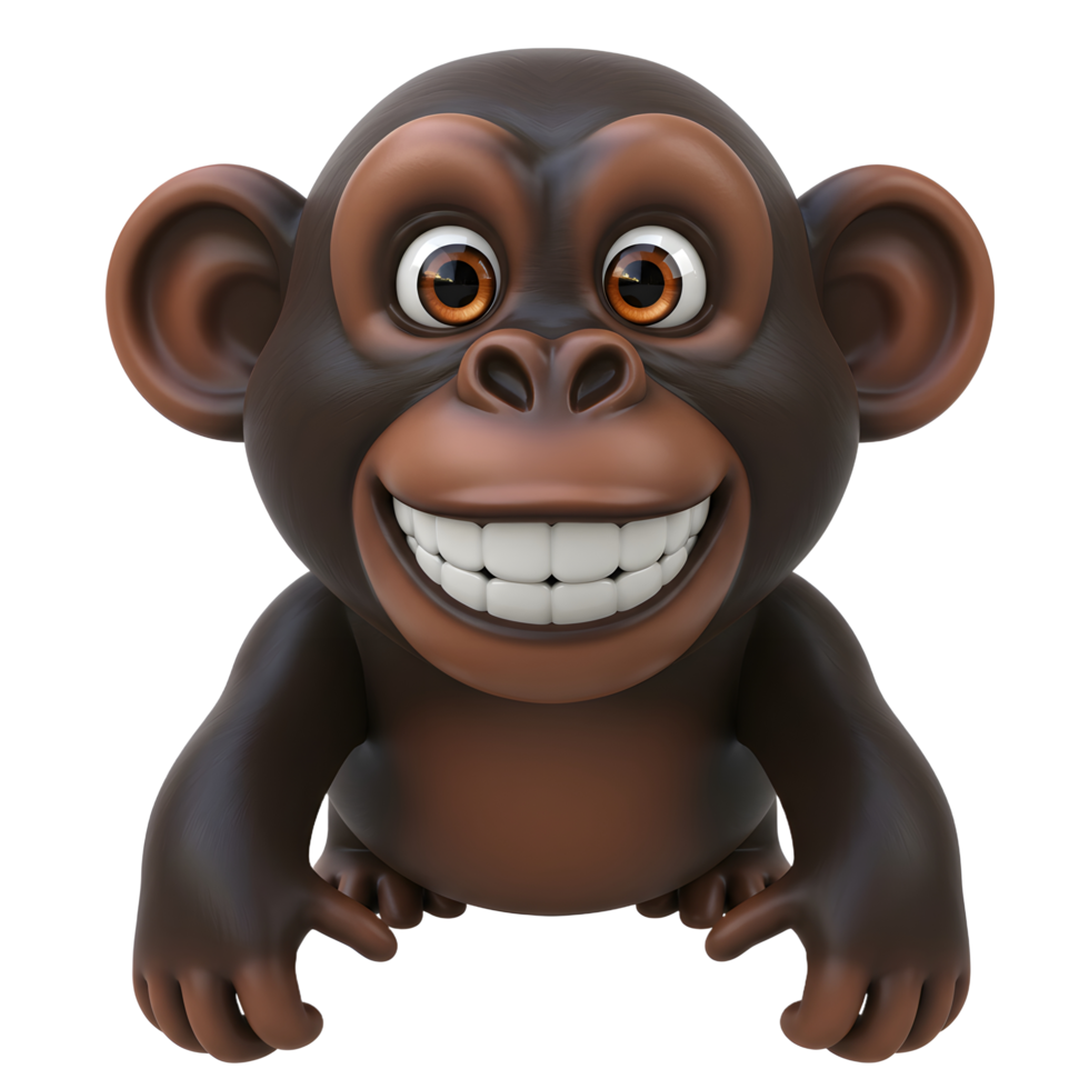 Cartoon Monkey Smiling and Leaning Over Edge with Funny Expression png