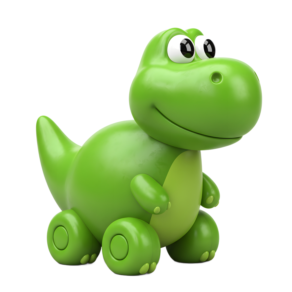 Cute Green Dinosaur Toy Standing on White Background for Children png
