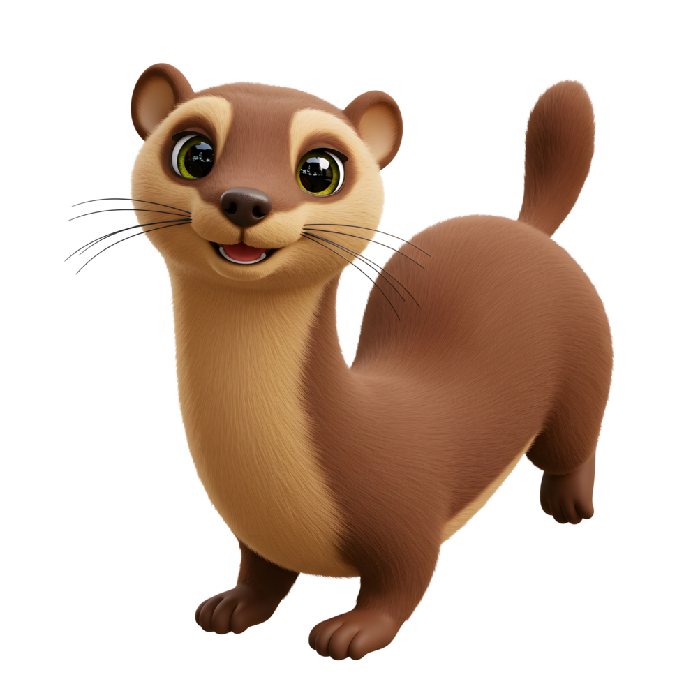 Cartoon Ferret Character Standing and Smiling on a Clean White Background png