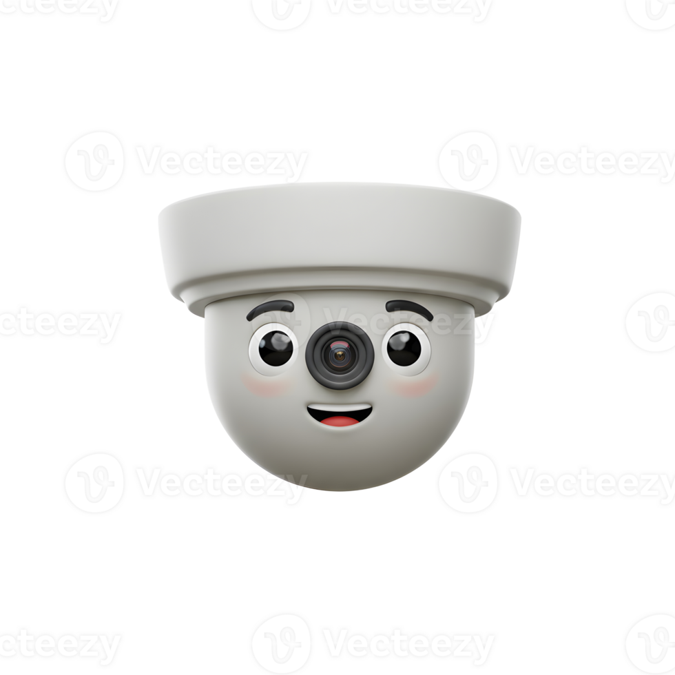 Smiling Security Camera Cartoon Character with Friendly Expression on White png