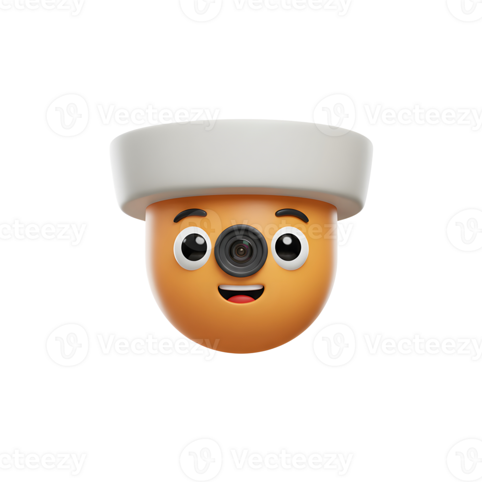 Smiling Security Camera Cartoon Character with Big Eyes and Lens png