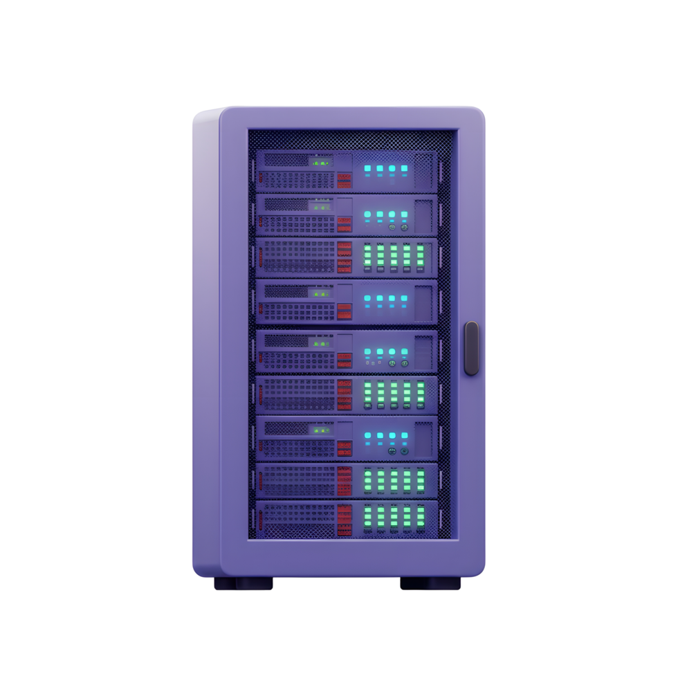 Rendering of a Server Rack for Data Storage and Computing png