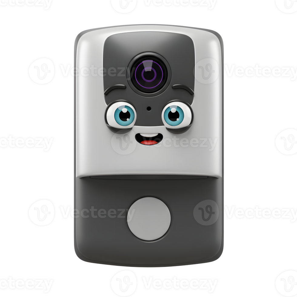 Cartoon Home Security Camera with Face Design on White Background png