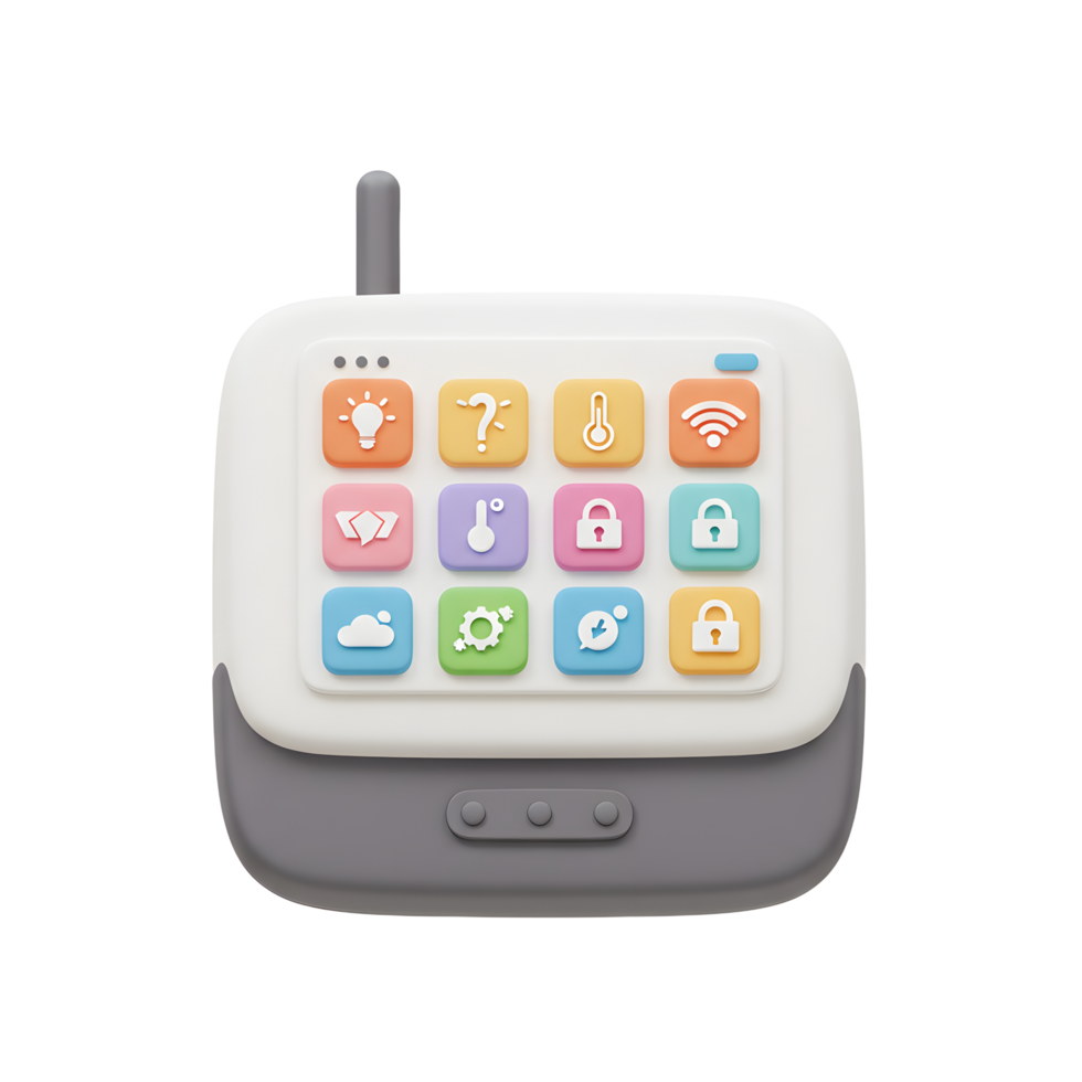 Smart Home Control Panel with Colorful Icons for Automation System png