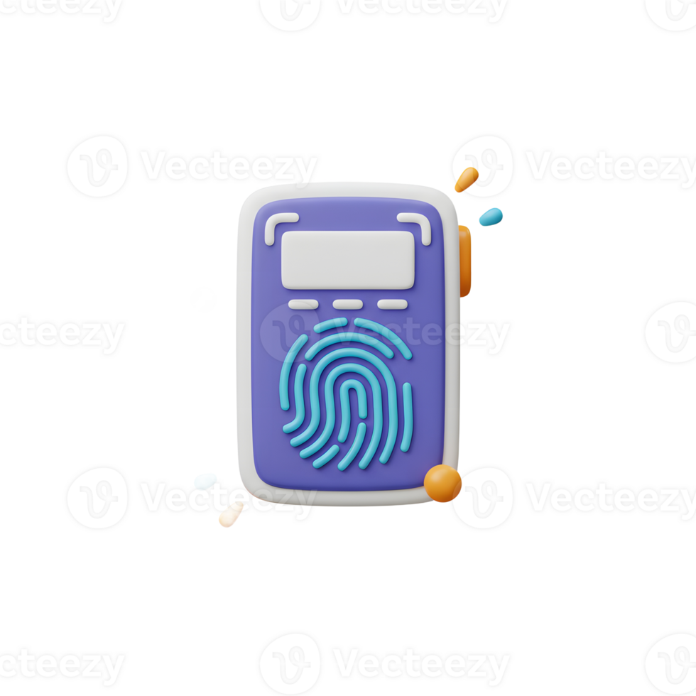 Fingerprint scanner cartoon icon for security and digital technology png