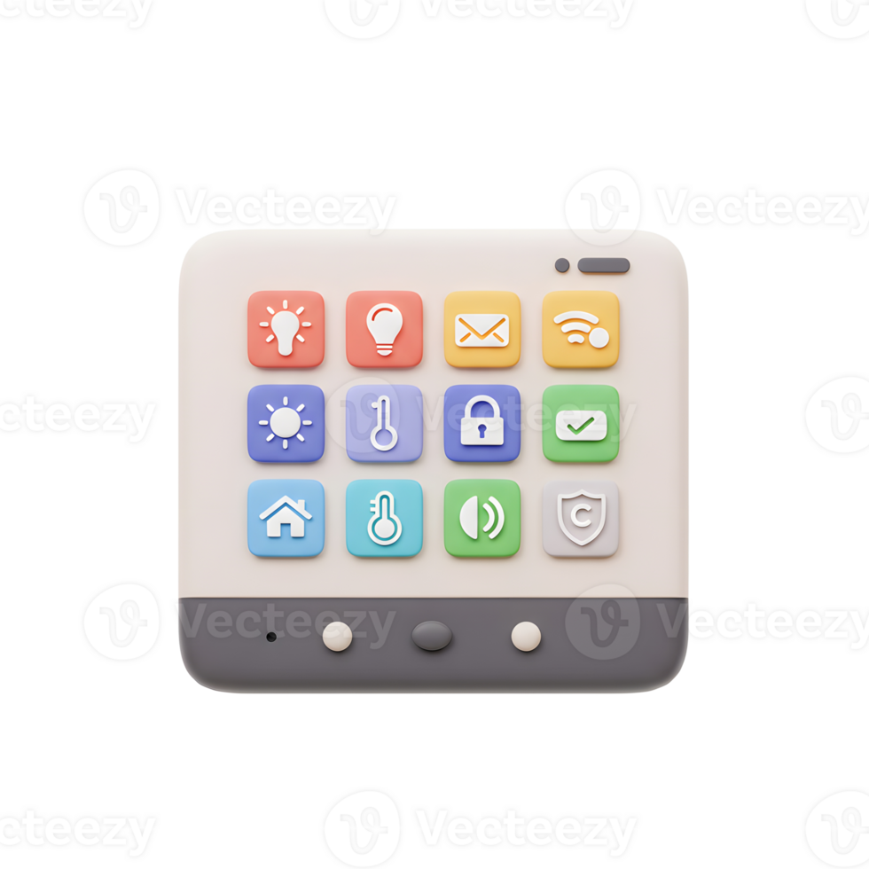 Smart Home Control Panel with App Icons and Rounded Design png