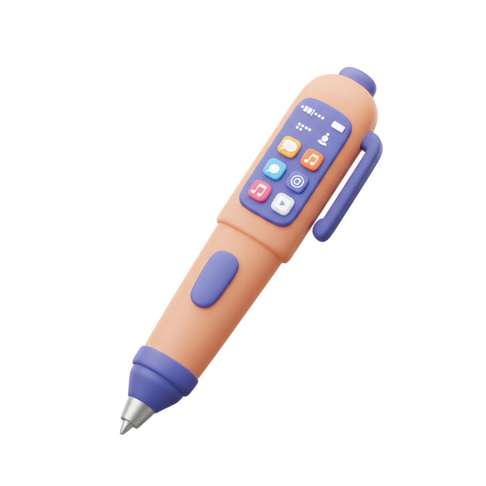 Smart Pen Concept Digital Applications and Social Media Icons Display png