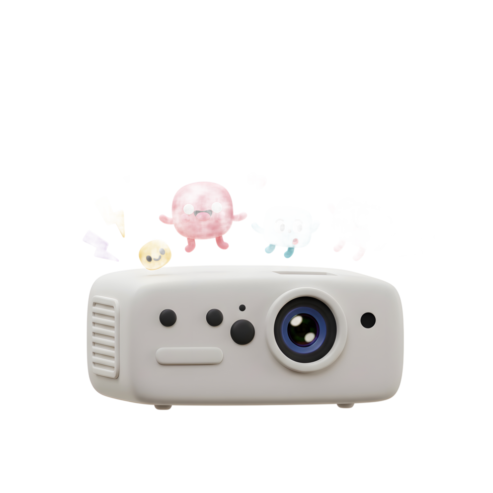 Projector Showing Cartoon Characters and Emojis for Entertainment and Education png