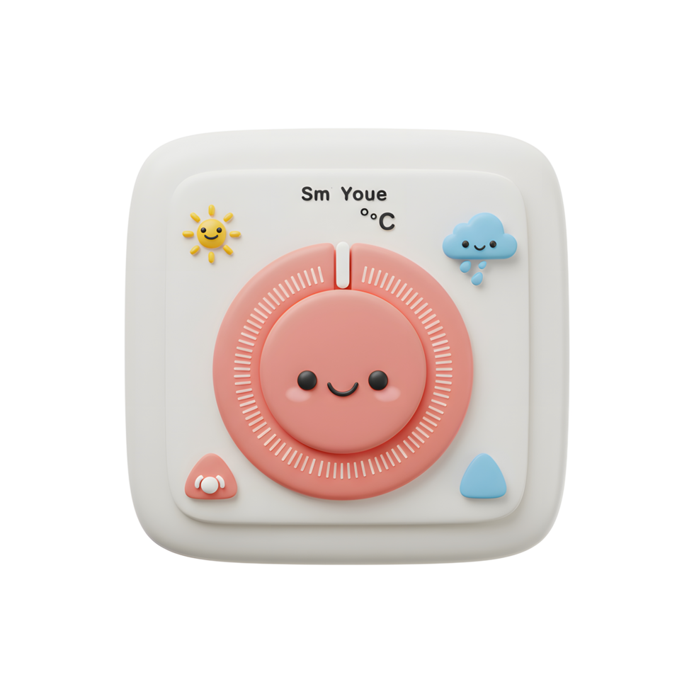 Cute Temperature Controller with Smiling Face Cartoon Style Design png