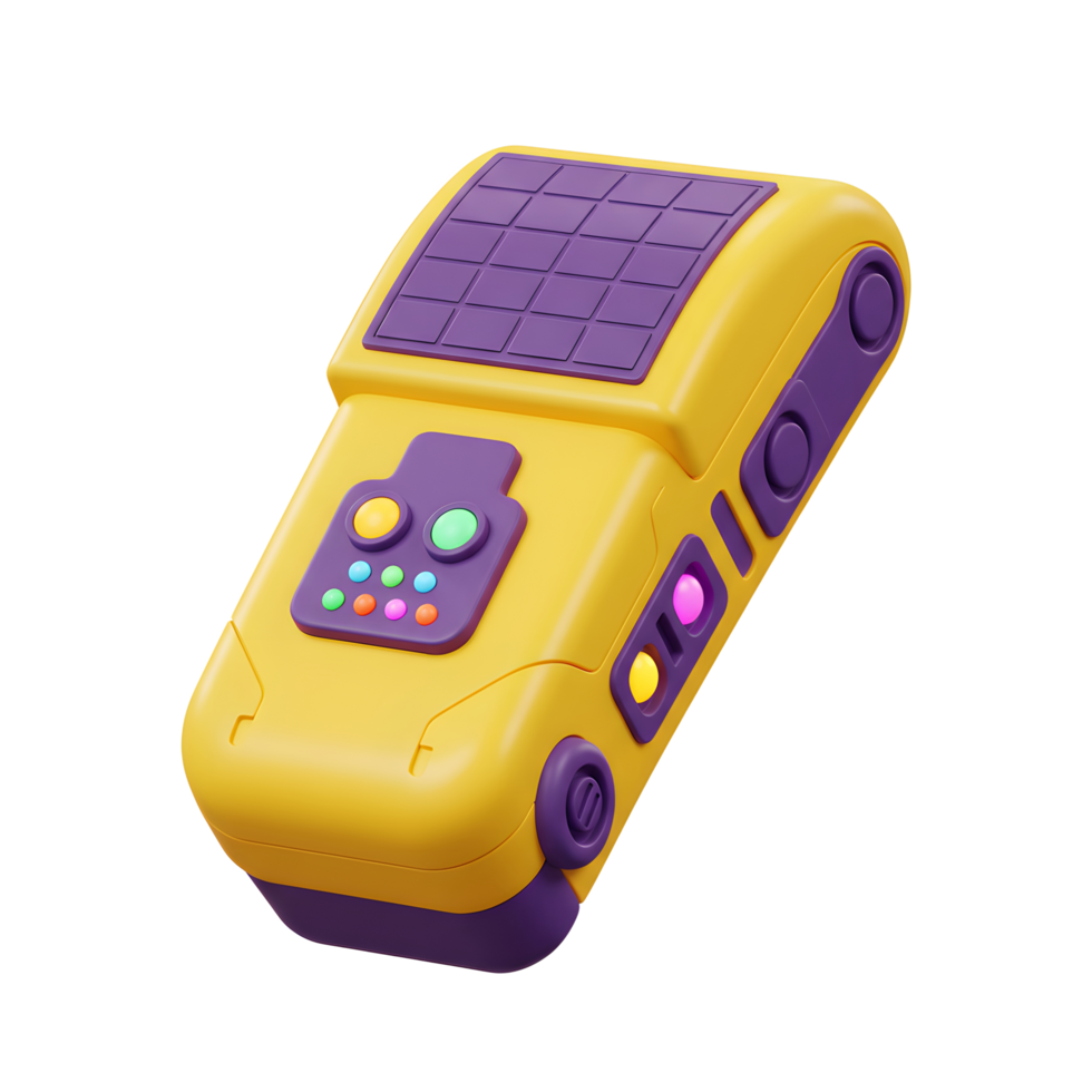 Cartoon Style Solar Panel Toy with Buttons and Lights Illustration png