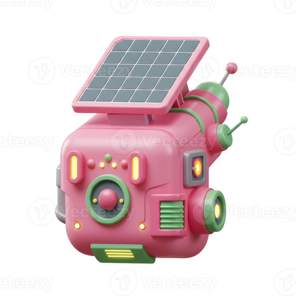 Futuristic Pink Device with Solar Panel Isolated on White Background png