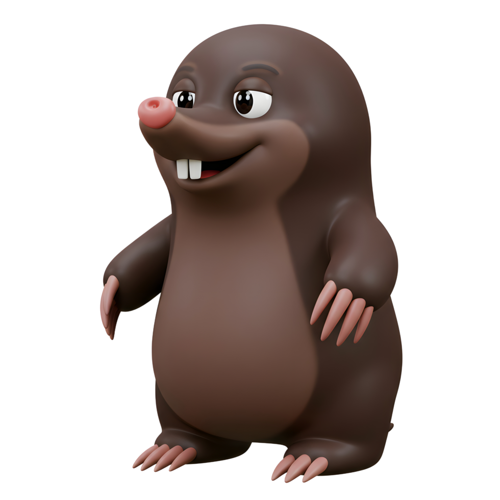 Cartoon Mole Character Standing Isolated on White Background Studio Shot png