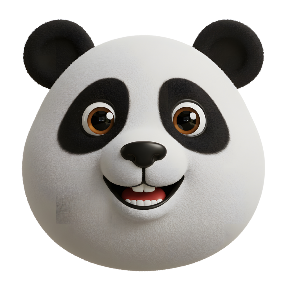 Smiling Panda Cartoon Head Illustration on Isolated White Background png
