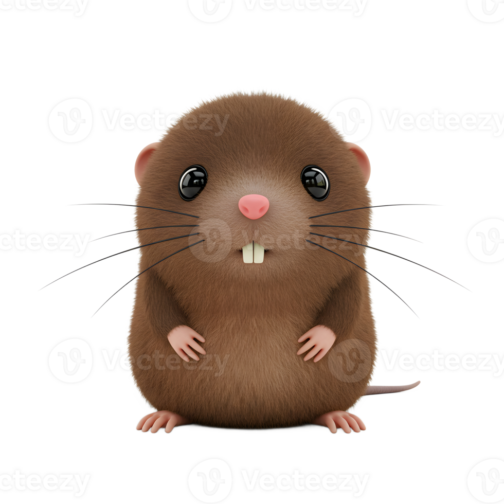 Cute Cartoon Gopher Character with Big Eyes and Pink Nose png