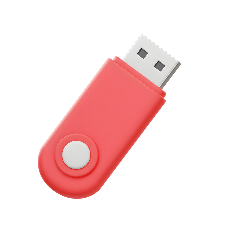 Red USB Drive Flash Memory Stick Isolated on White Background png