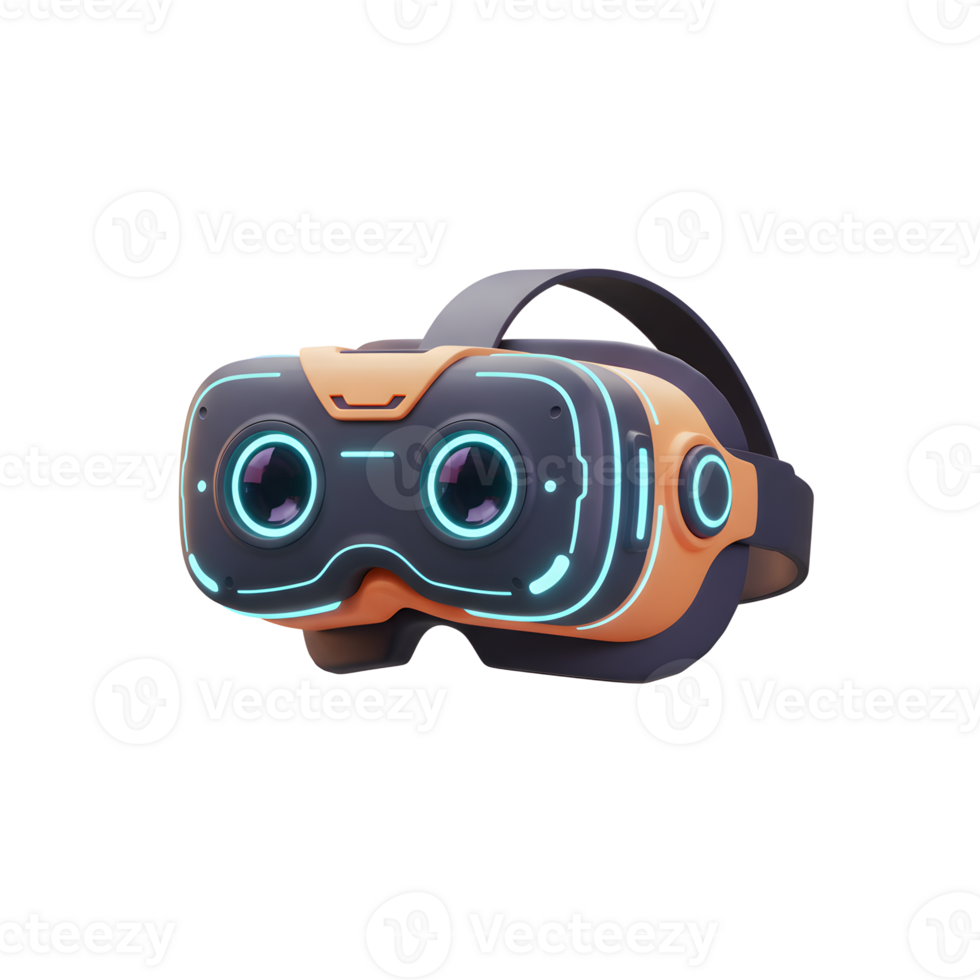 Modern Virtual Reality Headset Render with Futuristic Design and Neon Accents png