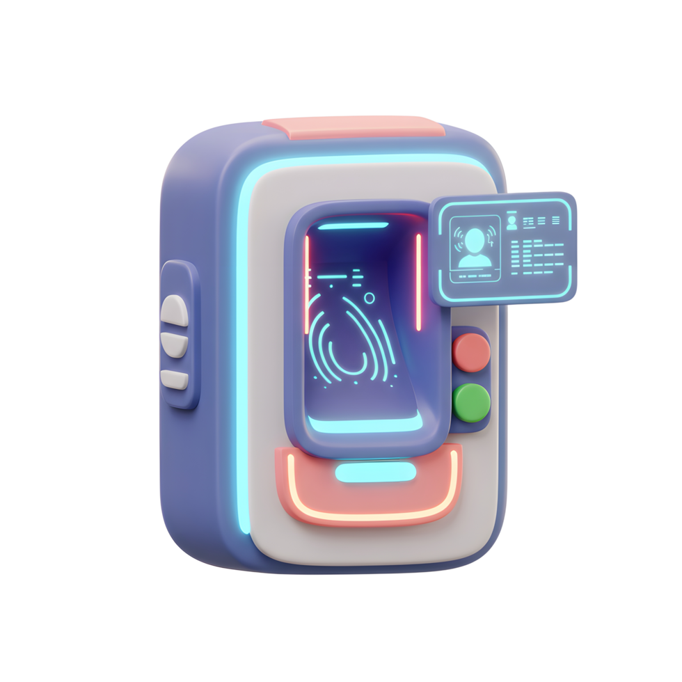 3D Rendering of Fingerprint Scanner for Identification and Access Control png