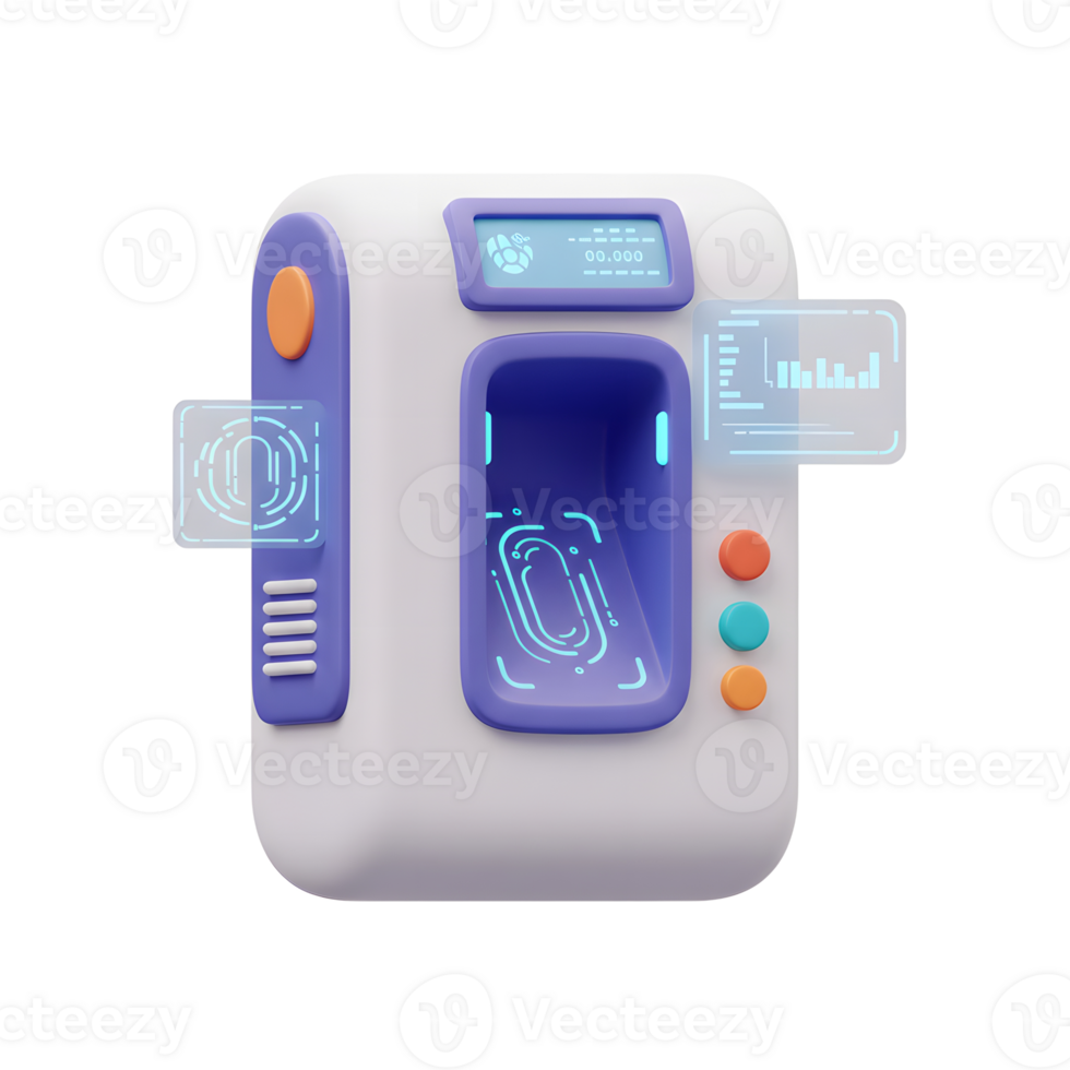 Scanning Fingerprint Security Machine in 3D Rendering with Futuristic Technology png