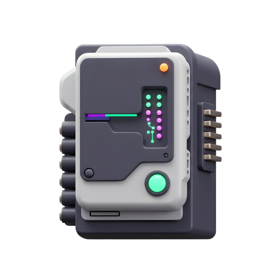Futuristic Device with Lights and Interface for Technology Concepts png