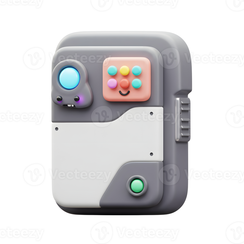 Cute Toy Game Console 3D Render for Children and Retro Gaming png