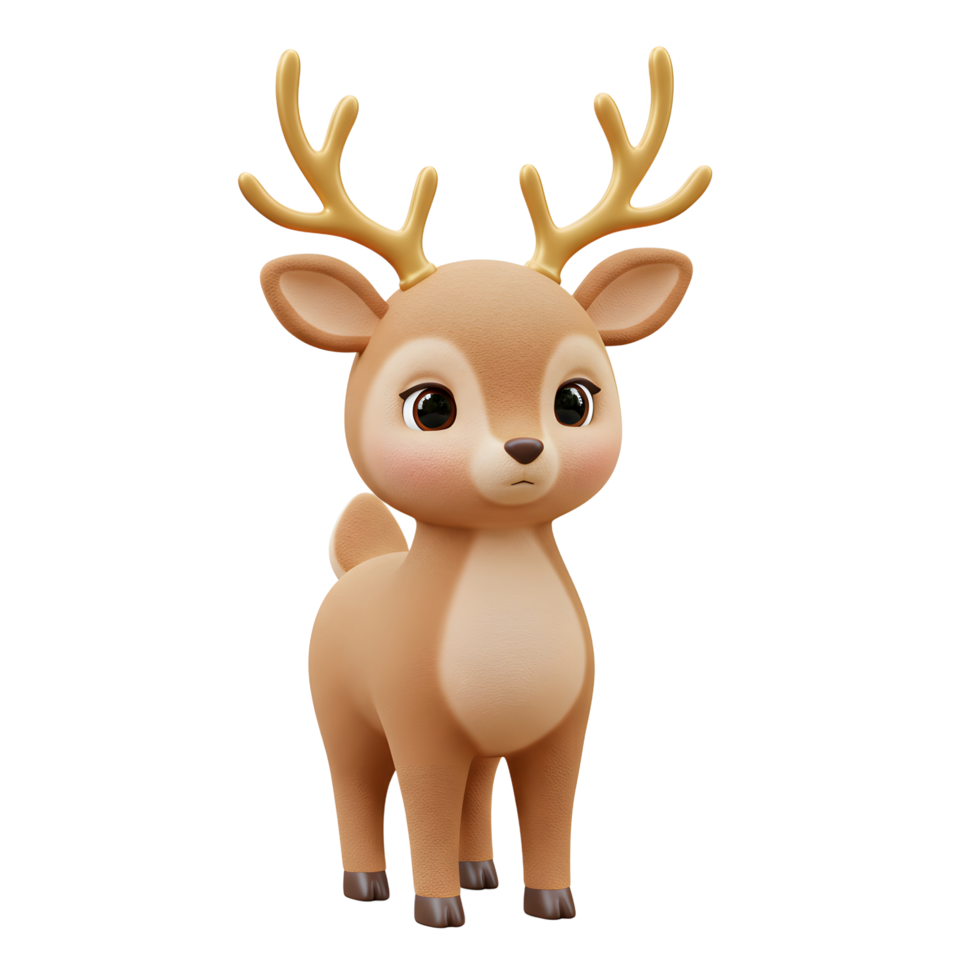 Adorable Cartoon Reindeer Standing Isolated on White Background for Christmas png