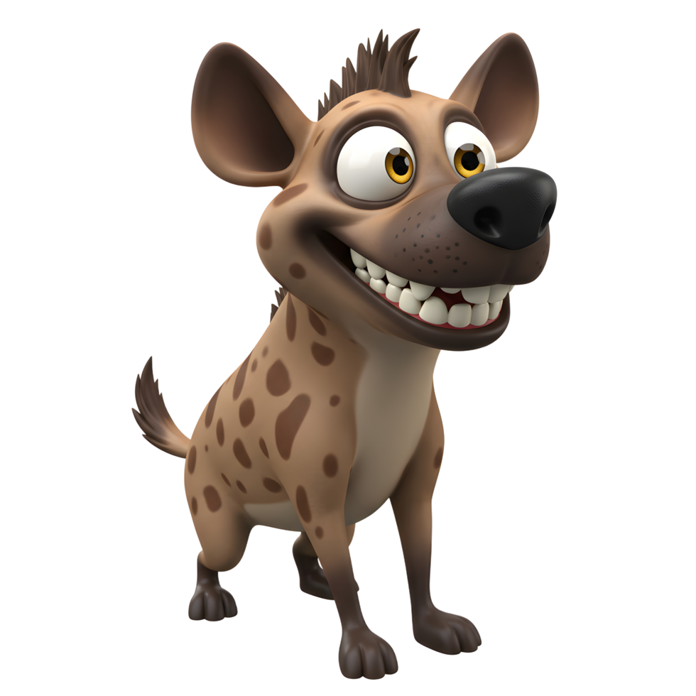 Cartoon Hyena Character Smiling and Standing on a White Background png