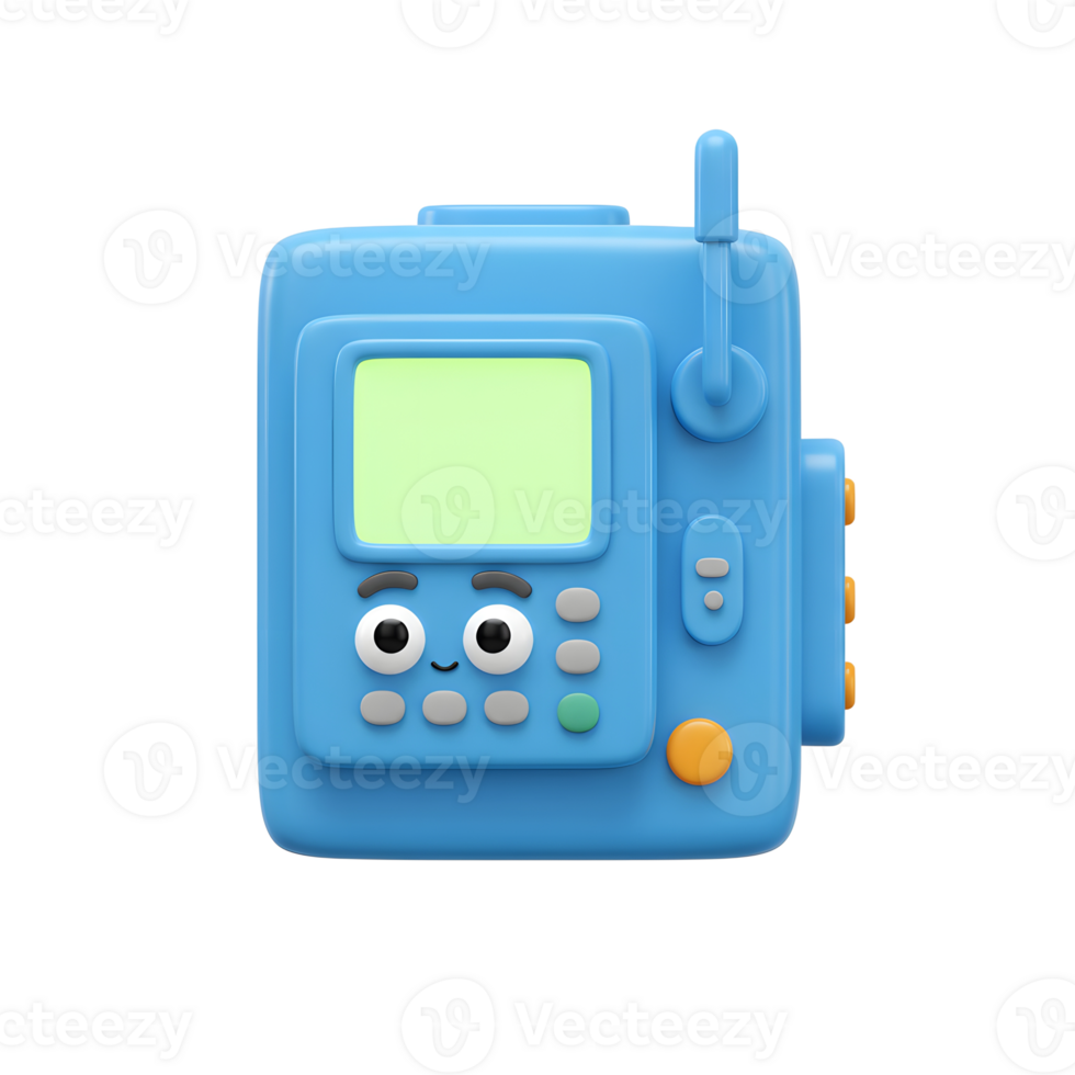 Cartoon Radio Character with Eyes and Buttons on White Background png