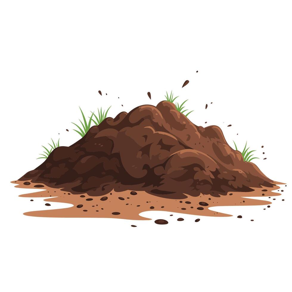 A pile of dirt with grass on it vector