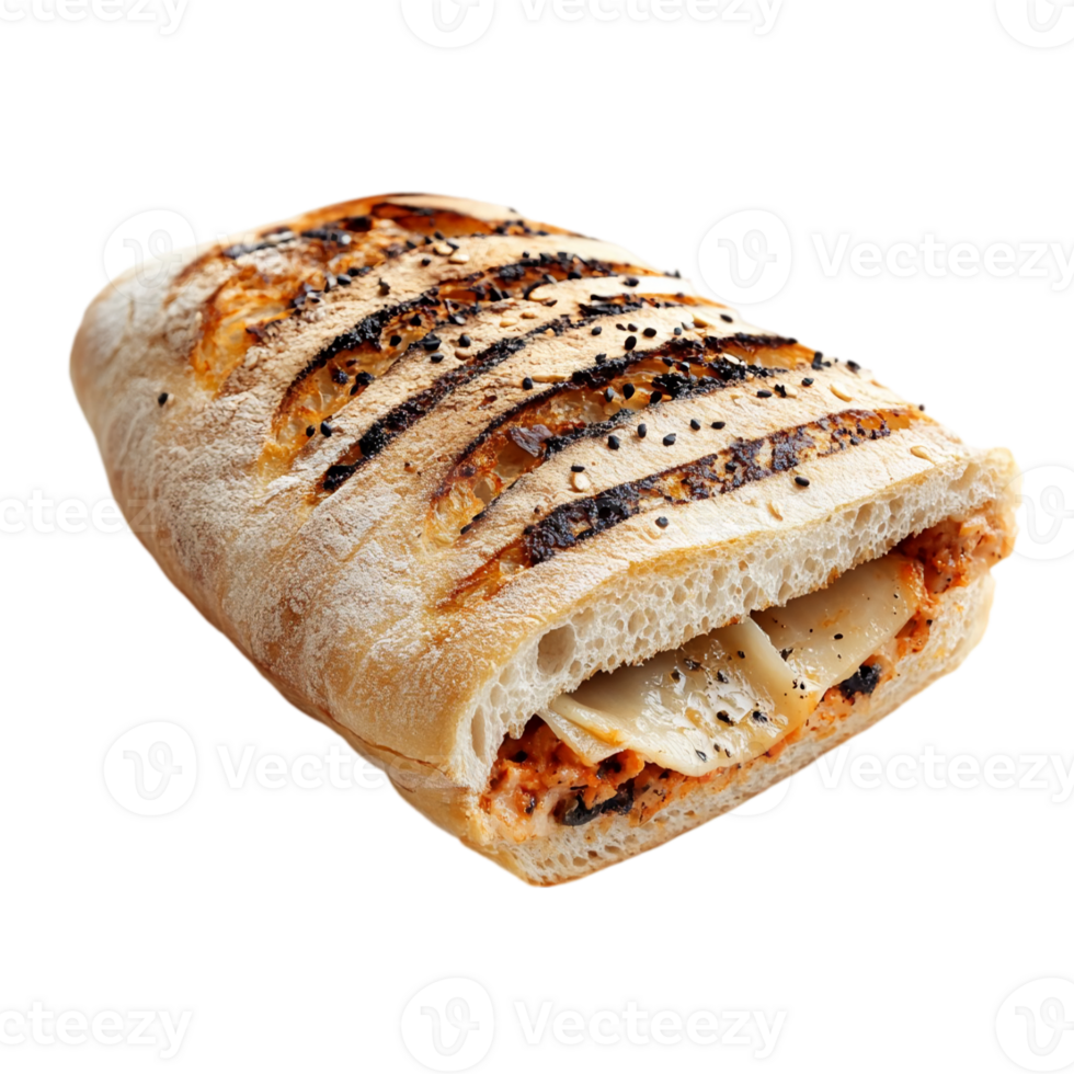 Grilled Ciabatta Sandwich Tasty Food meal bread isolated on transparent background png