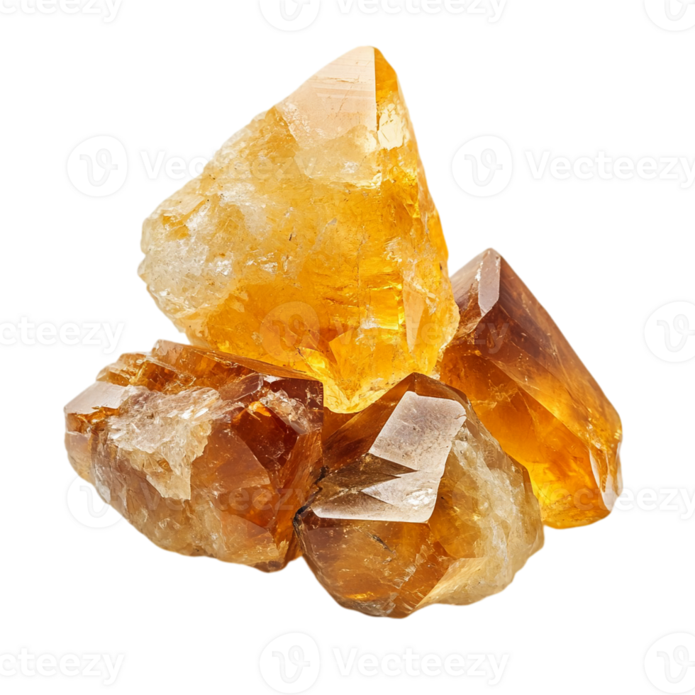 Golden Citrine Crystals Cluster Natural Gems rock isolated on transparent background png