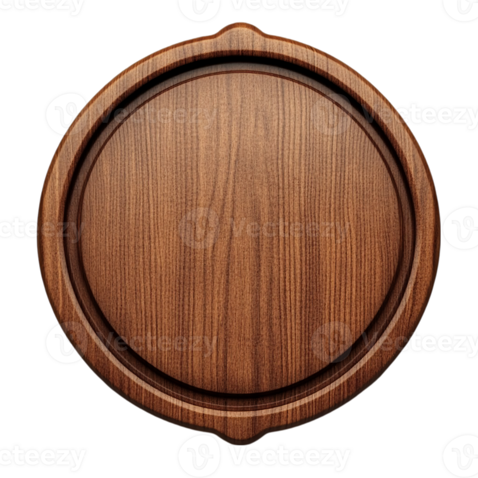 Elegant Brown Wooden Oval Signboard Mockup 3d dark isolated on transparent background png
