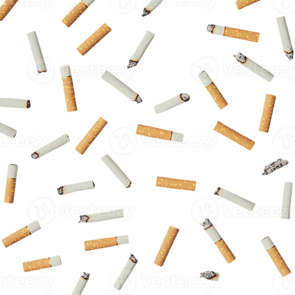Scattered Cigarettes Dark Background Pattern ash isolated on transparent background png