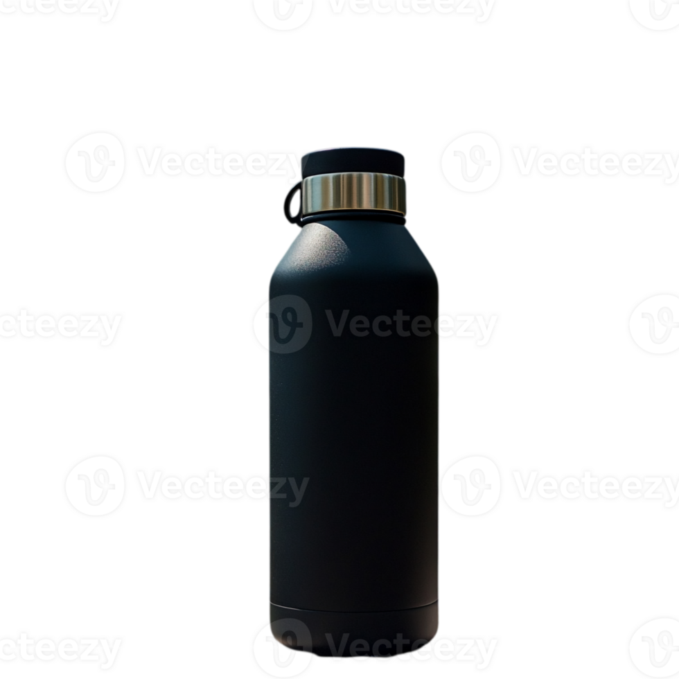 Sleek Black Insulated Water Bottle Design mug gym isolated on transparent background png
