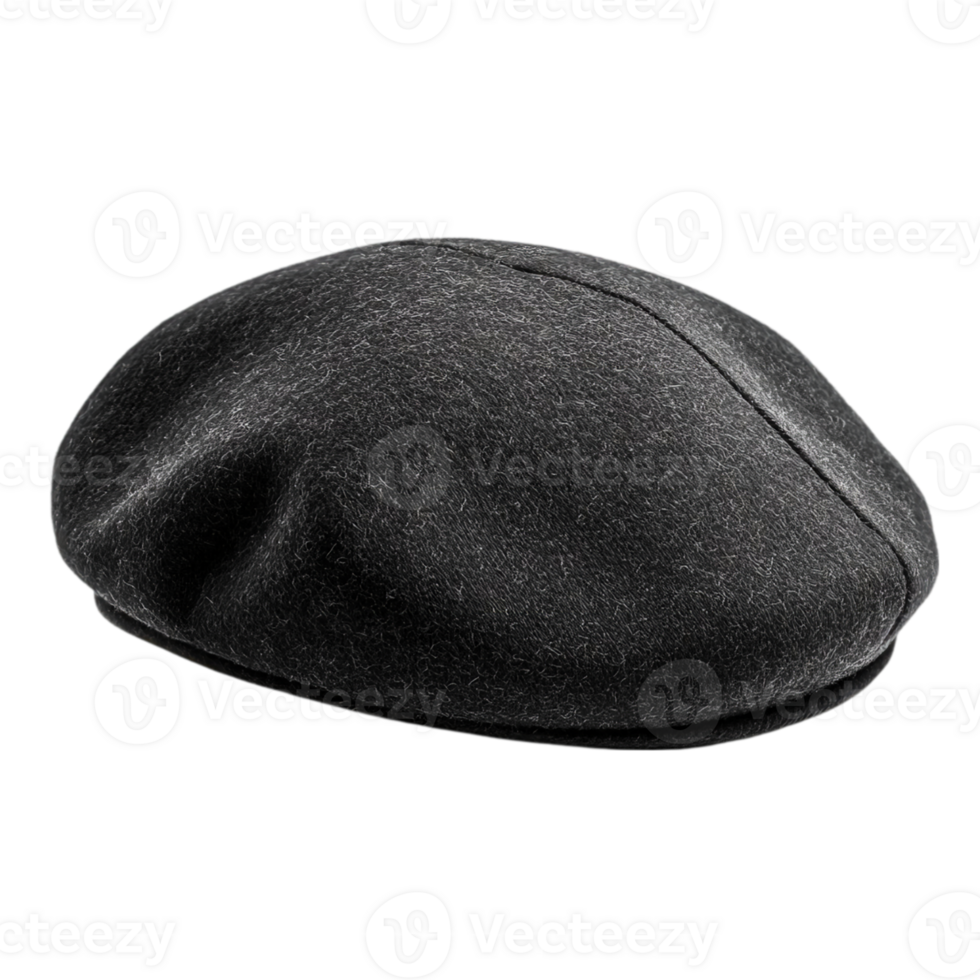 Stylish Dark Grey Wool Beret Hat Fashion men cap isolated on transparent background png