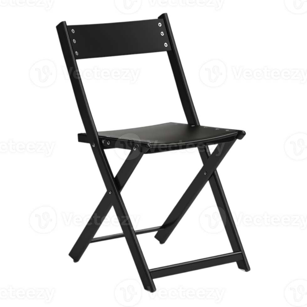 Black Folding Chair Simple Design Modern x seat isolated on transparent background png