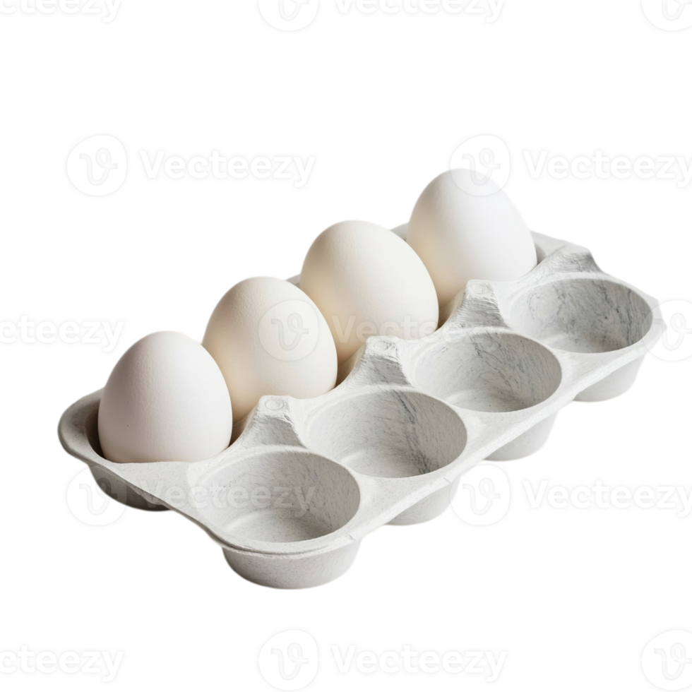 Fresh White Eggs in Carton Natural Food diet farm isolated on transparent background png