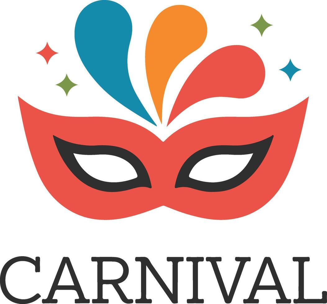 Carnival mask icon in flat color style illustration. vector