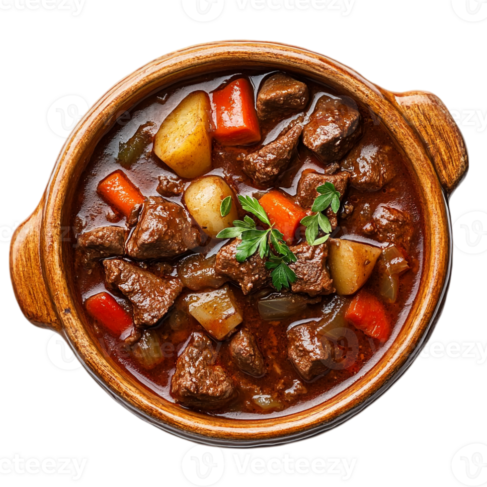 Delicious Beef Stew Autumn Recipe Food hot meal isolated on transparent background png