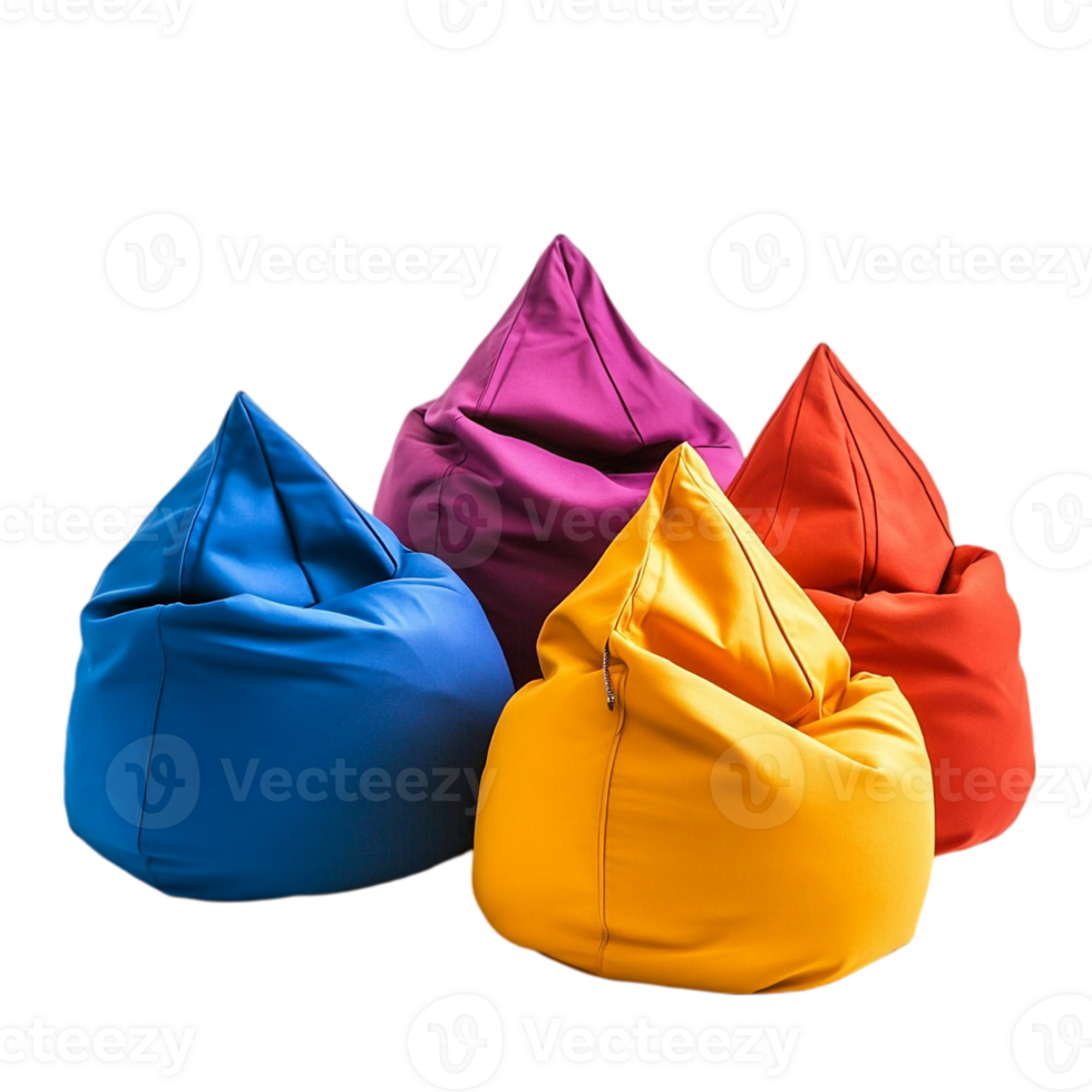 Colorful Modern Beanbag Chairs Home Decor red room isolated on transparent background png