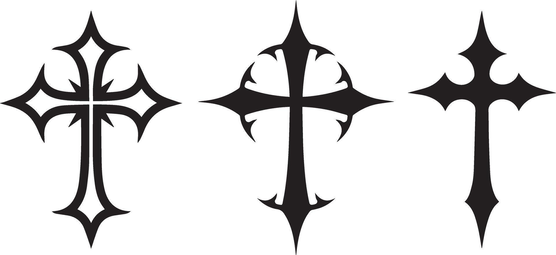 cross tattoos, black and white illustration vector