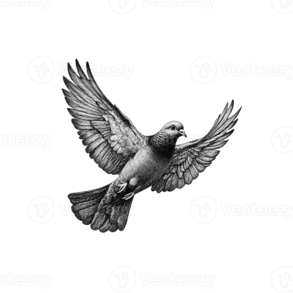 Flying Pigeon Isolated on White, Perfect for Design Projects png
