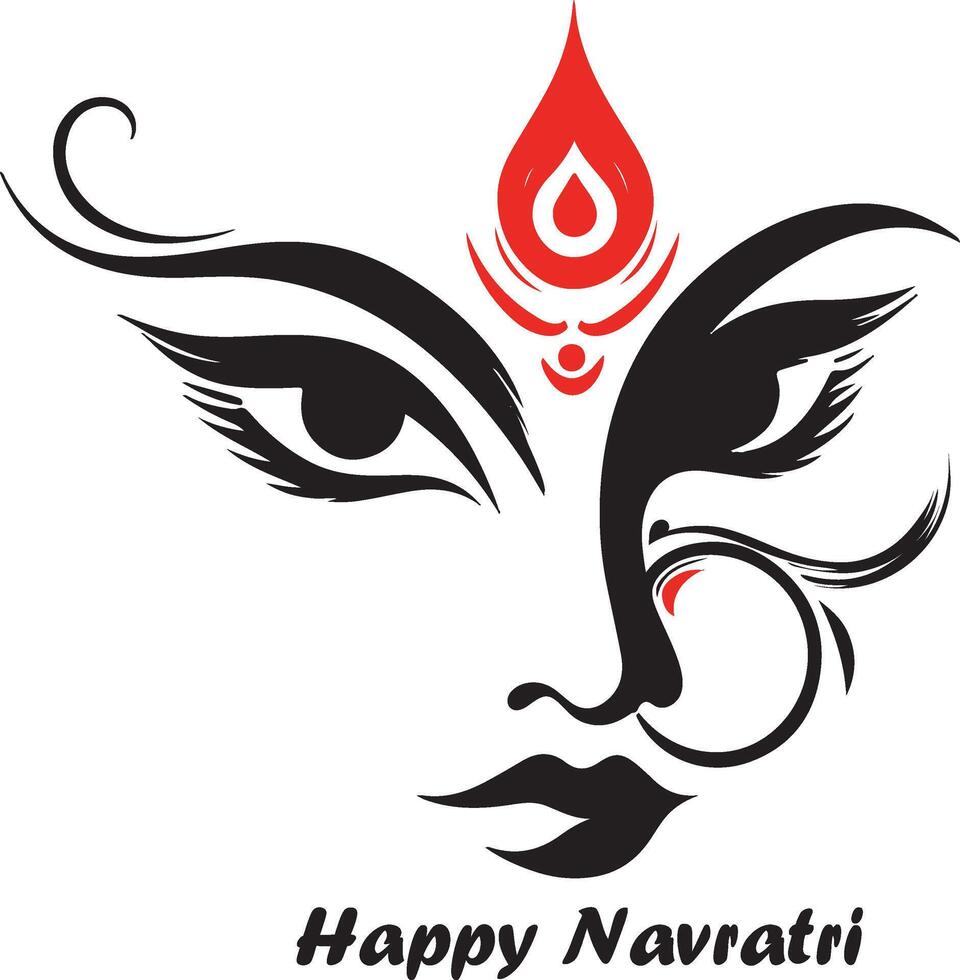 Happy Navratri with Durga Face design vector