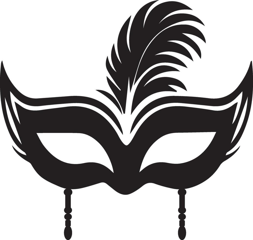 a black and white carnival mask with feathers vector