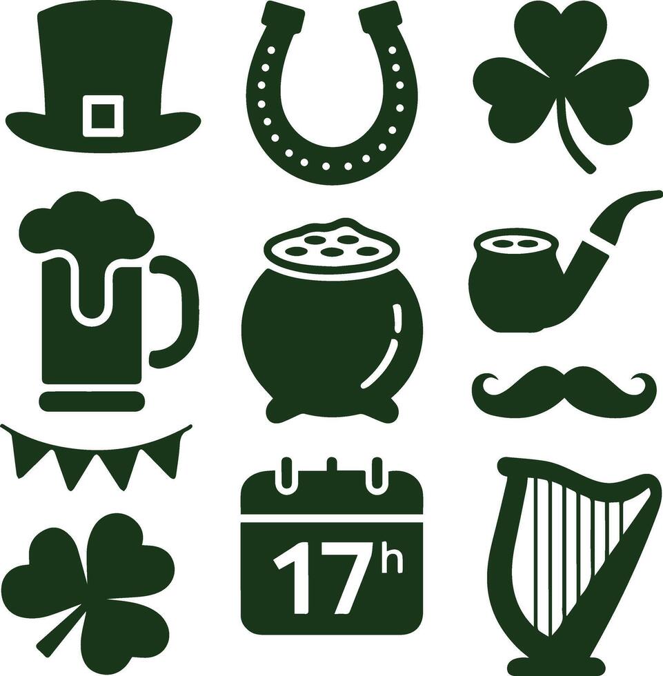 st patricks day icons set design vector